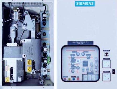 Left: Spring-stored energy operting mechanism; Right: Integrated local control cubicle